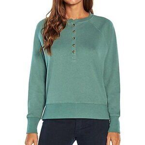 NWT GREEN GAP HENLEY BUTTON FRONT SWEATSHIRT - LARGE